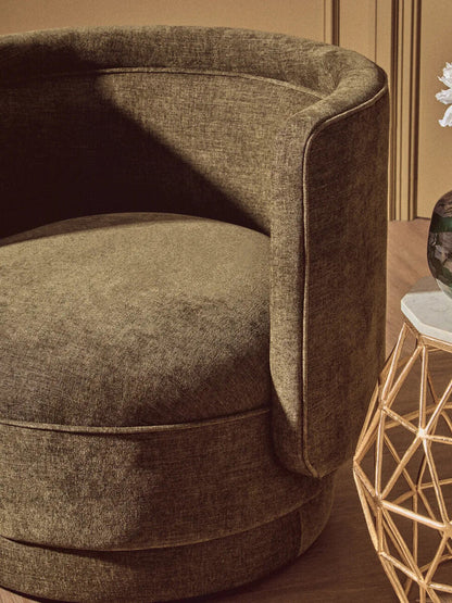 Drake Forest Green Chenille Effect Chair with Curved Back