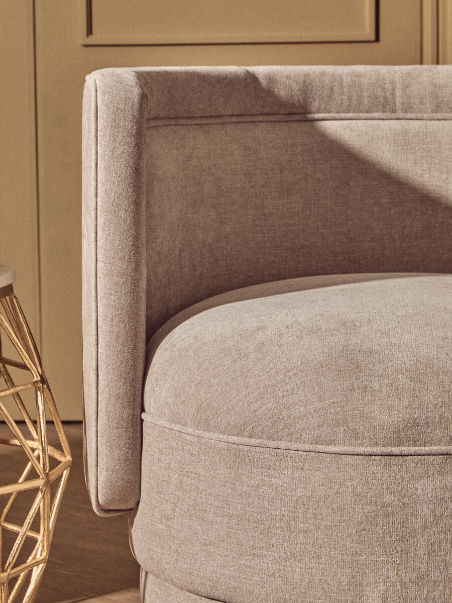 Drake Taupe Chenille Effect Chair with Curved Back