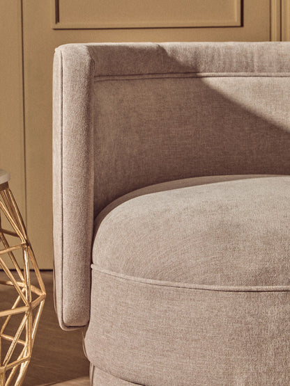 Drake Taupe Chenille Effect Chair with Curved Back