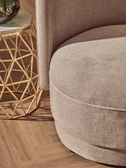Drake Taupe Chenille Effect Chair with Curved Back