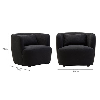 Bruge Textured Black Curved Chair