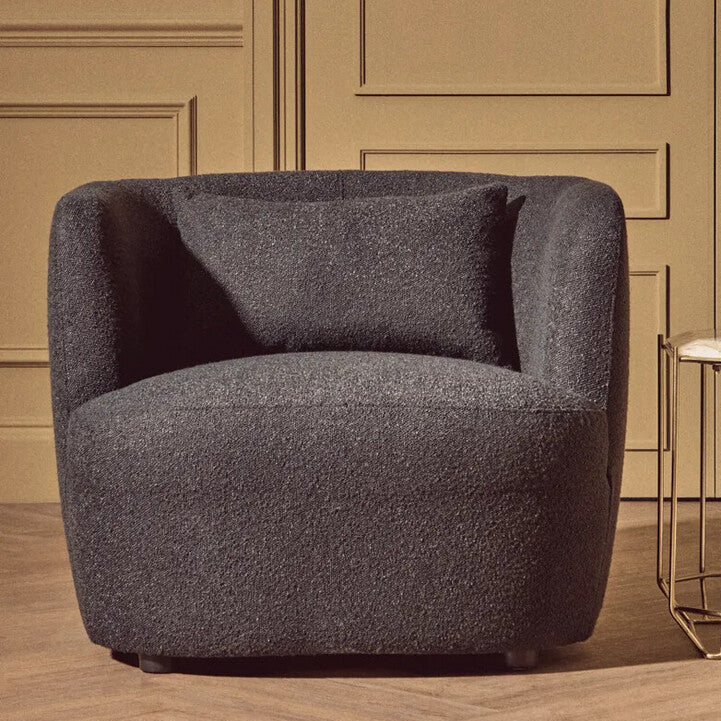 Bruge Black Fabric Chair with Curved Back