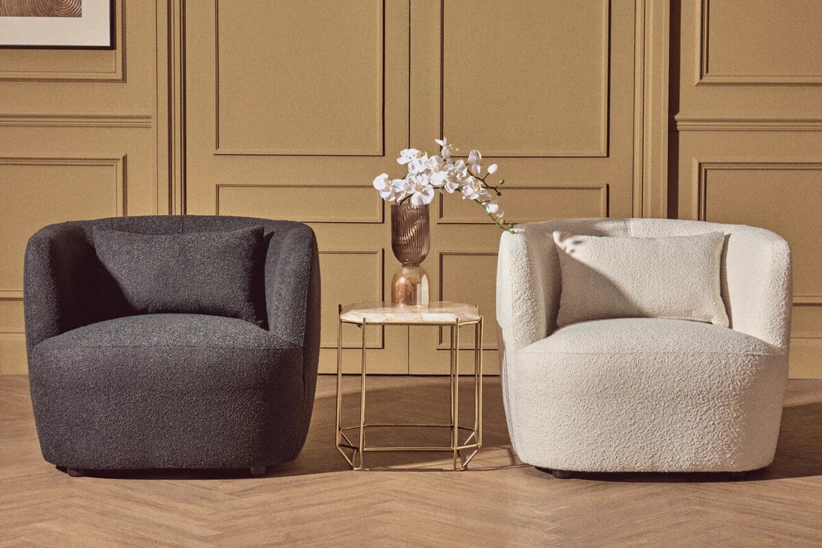 Bruge Black Fabric Chair with Curved Back