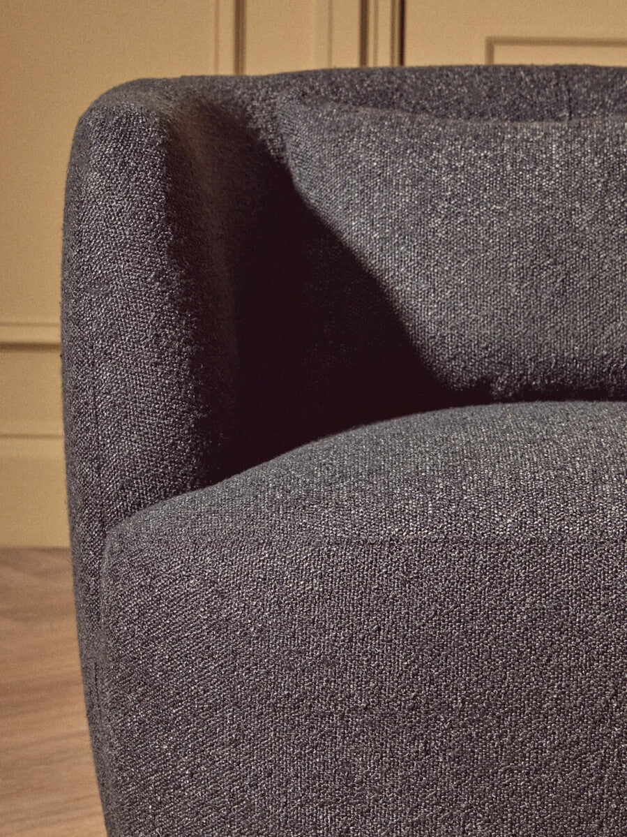 Bruge Black Fabric Chair with Curved Back