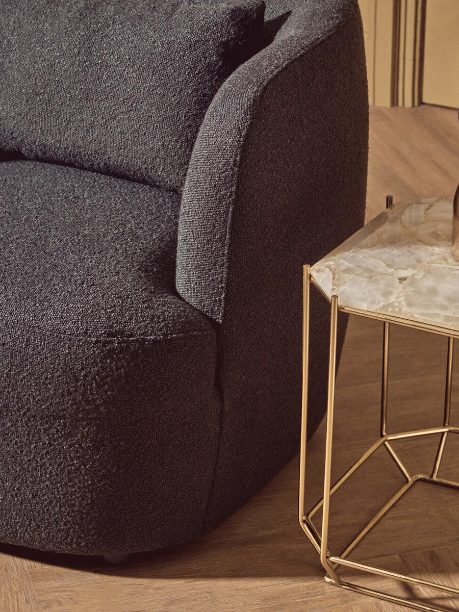 Bruge Black Fabric Chair with Curved Back