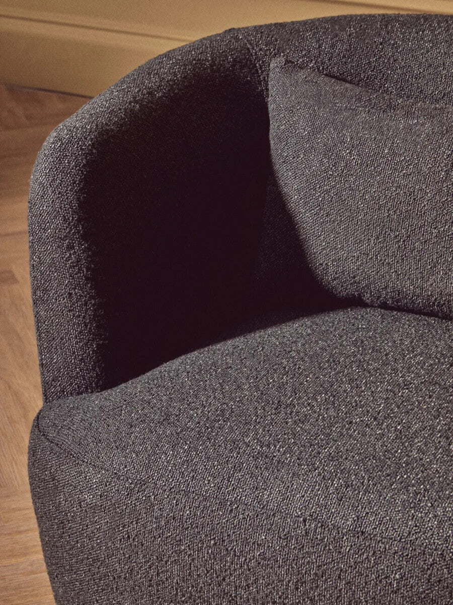 Bruge Black Fabric Chair with Curved Back
