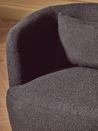 Bruge Black Fabric Chair with Curved Back