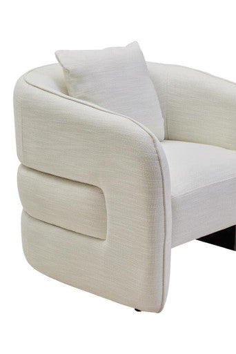 Bilani Cream Linen Effect Curved Chair