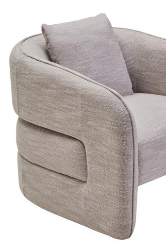 Bilani Grey Linen Effect Curved Chair