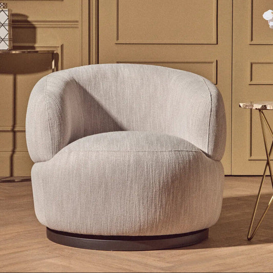 Bordo Textured Grey Curved Swivel Chair