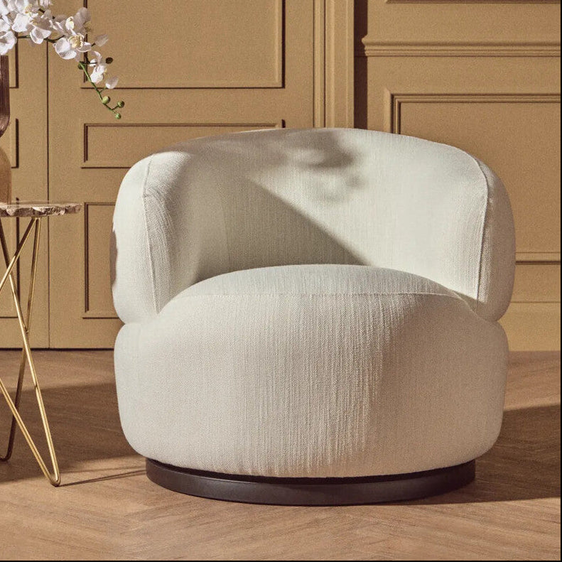 Bordo Textured Cream Curved Swivel Chair