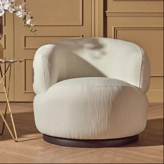 Bordo Textured Cream Curved Swivel Chair