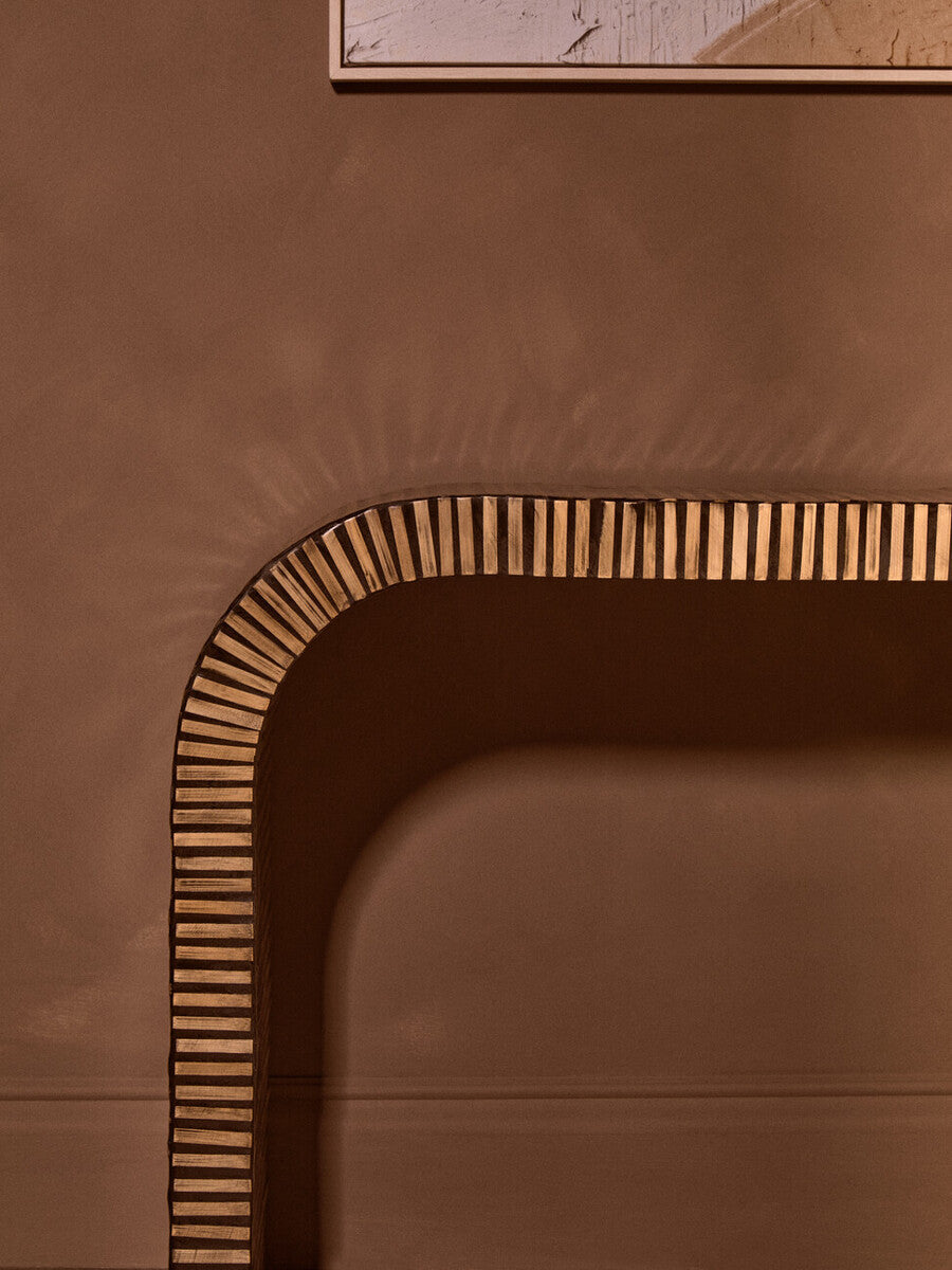 Bambusa Bamboo Inlay Curved Console Table