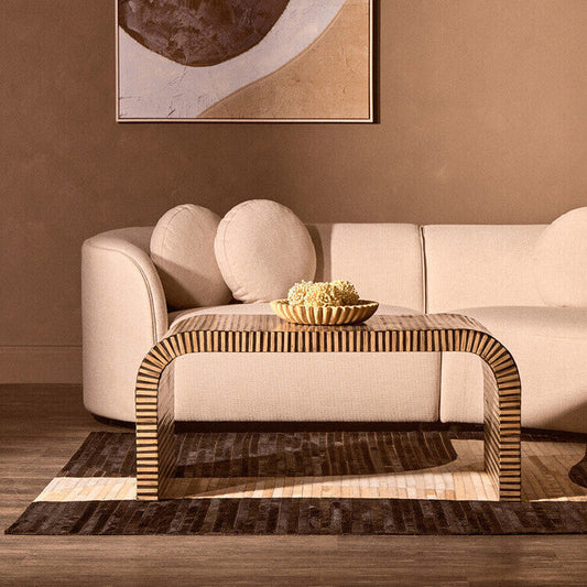 Bambusa Natural Bamboo Inlay Curved Coffee Table