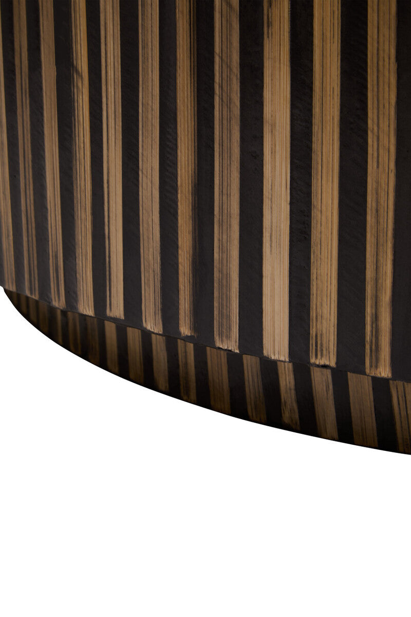 Natural Round Bamboo Inlay Coffee Table with Textured Sunburst Top | Bambusa