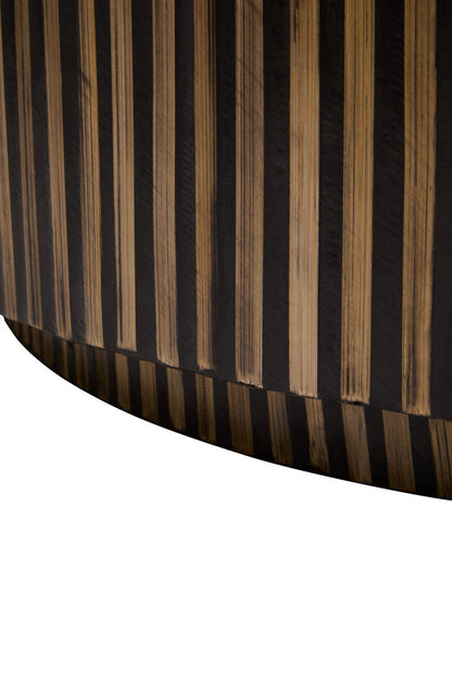Natural Round Bamboo Inlay Coffee Table with Textured Sunburst Top | Bambusa