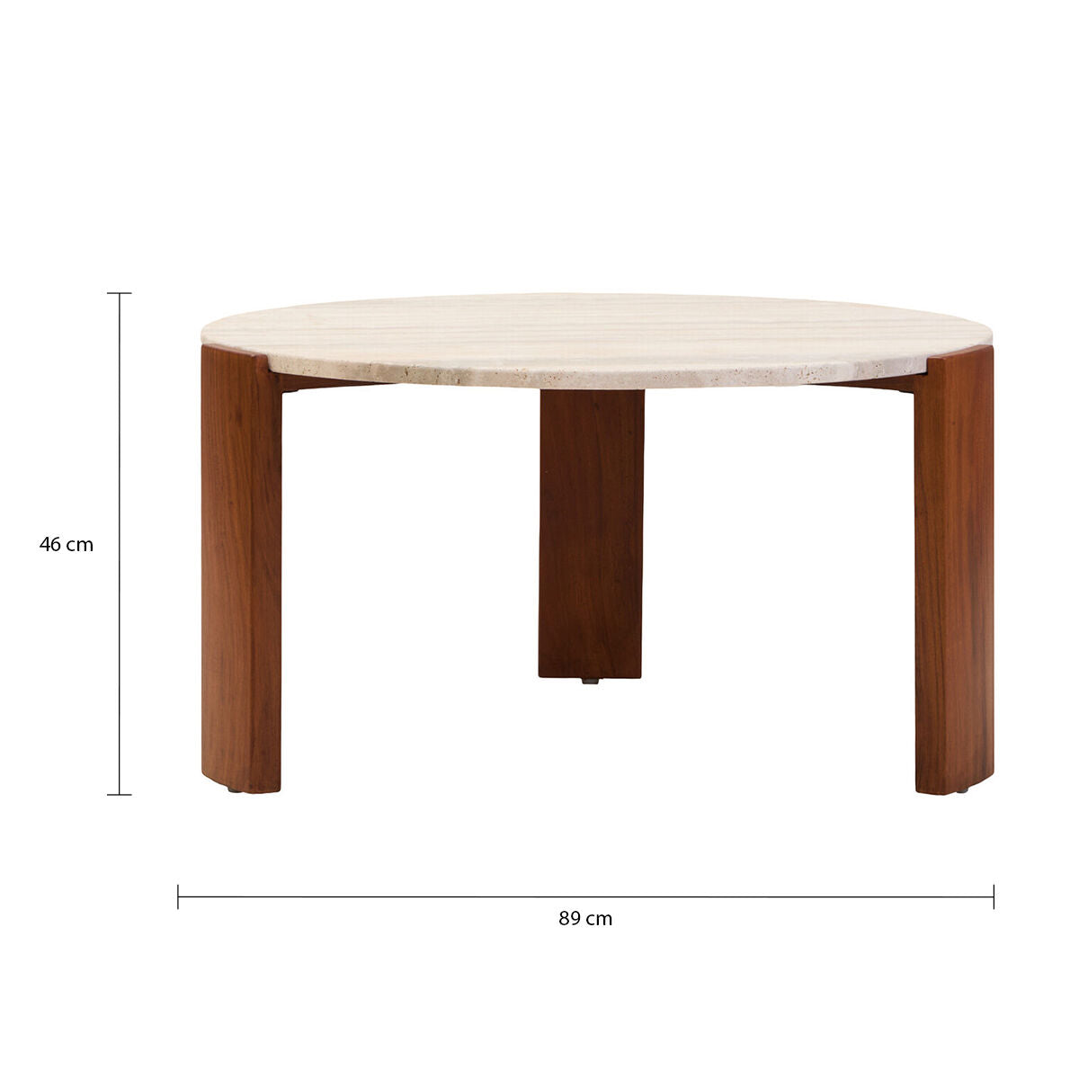 Palermo Travertine and Natural Acacia Wood Large Round Coffee Table