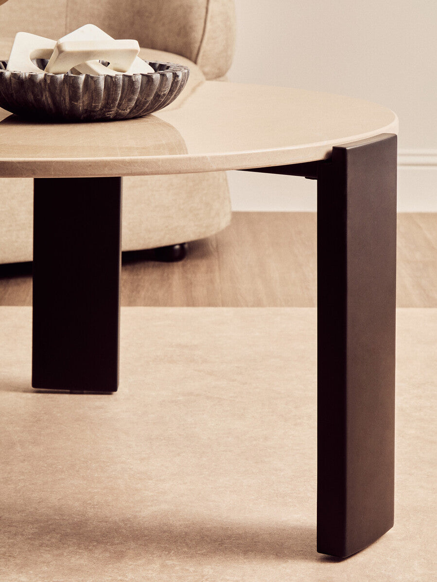 Palermo Round Cream Marble Top Large Coffee Table