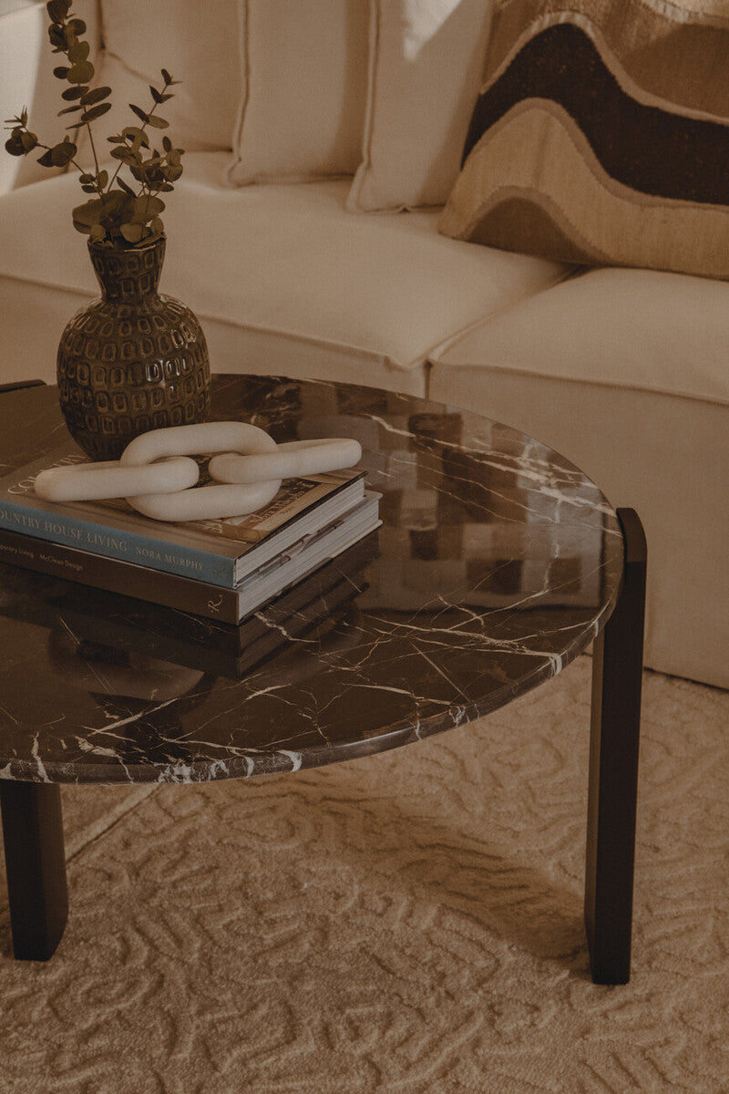 Palermo Round Black Marble Top Large Coffee Table