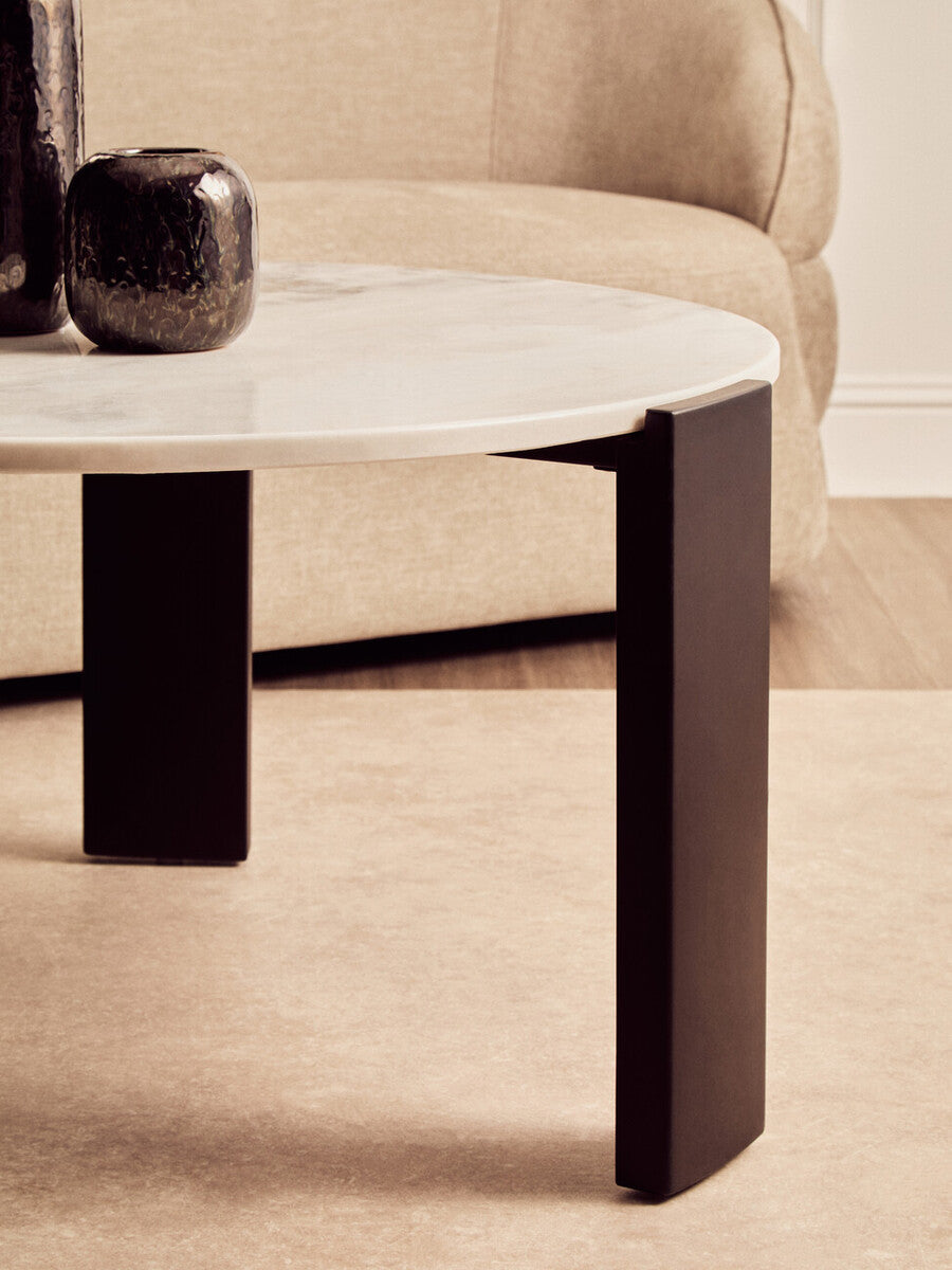 Palermo Round White Marble Top Large Coffee Table