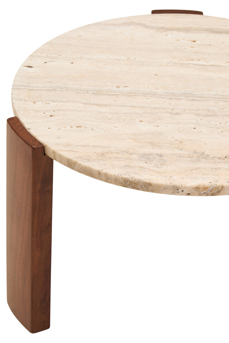 Palermo Round Travertine Top Small Coffee Table