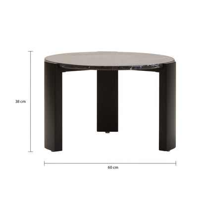 Palermo Black Marble and Acacia Wood Small Round Coffee Table