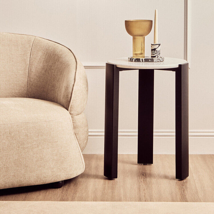 Palermo White Marble Top Round Side Table
