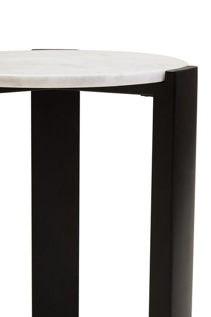 Palermo White Marble Top Round Side Table