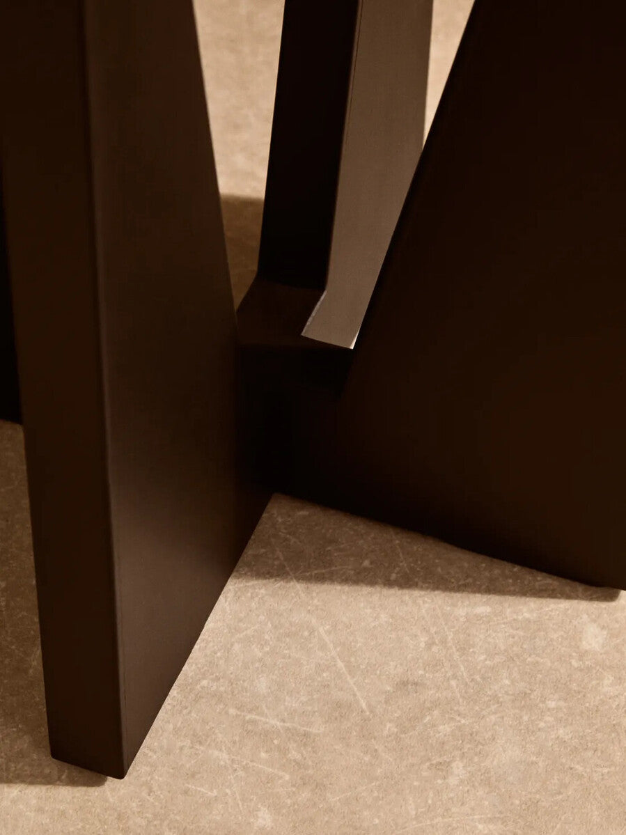 Winton Travertine Top Side Table With Black Acacia Wood Frame