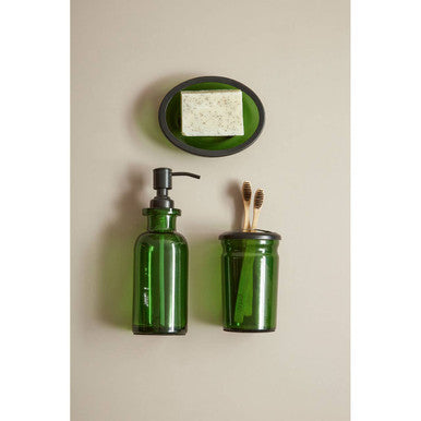 Allegra Kiara Green Glass Toothbrush Holder