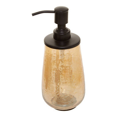 Allegra Black and Gold Glass Soap Dispenser with Textured Detail