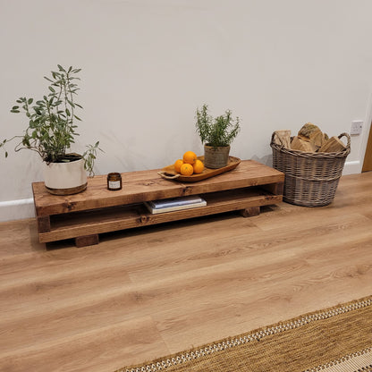 VIOT Low Solid Wood Chunky TV Unit
