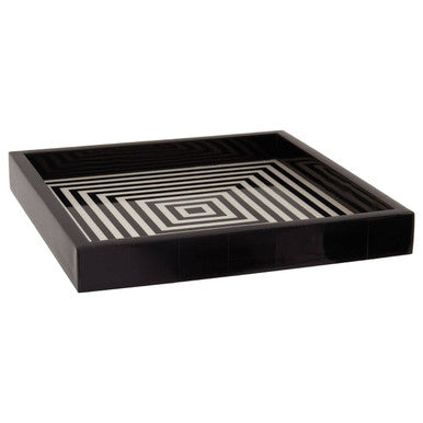 Donato Black And White Finish Square Tray