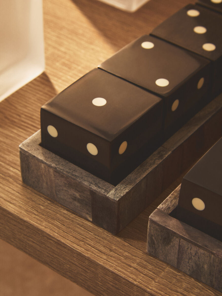 Churchill Games Grey Bone Dice Set with Black Dice