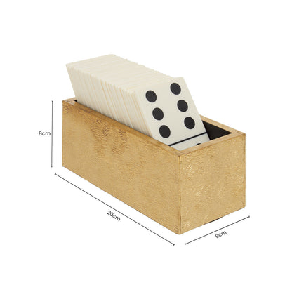Churchill Games White and Gold Domino Set with White Dominoes