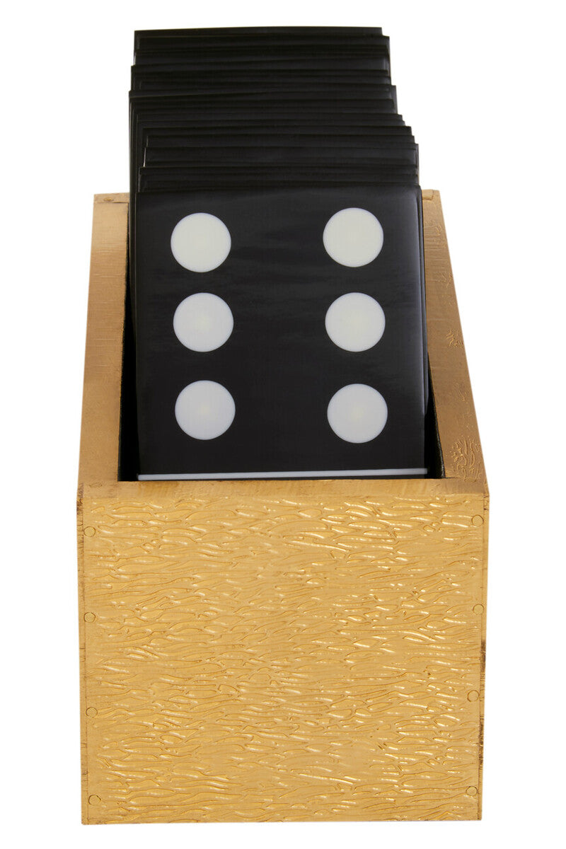Churchill Games Gold Domino Set with Black Dominoes