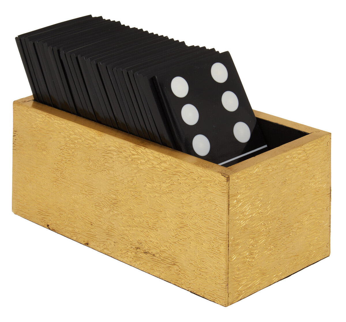 Churchill Games Gold Domino Set with Black Dominoes