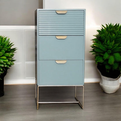 Contemporary and Stylish 64CM Wooden 3 Drawer Bedside Table - Compact Storage Solution with Smooth Sleek Design Wood Frame Drawer Slides for Easy Access to Home Essentials (Green)