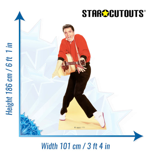 SC577 Elvis Presley Red Jacket and Guitar Cardboard Cut Out Height 186cm