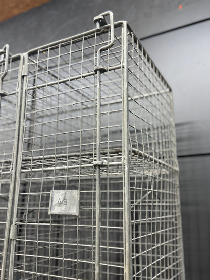 Industrial Vintage Wire Mesh Three Door Locker Storage Cabinet Cage Wardrobe