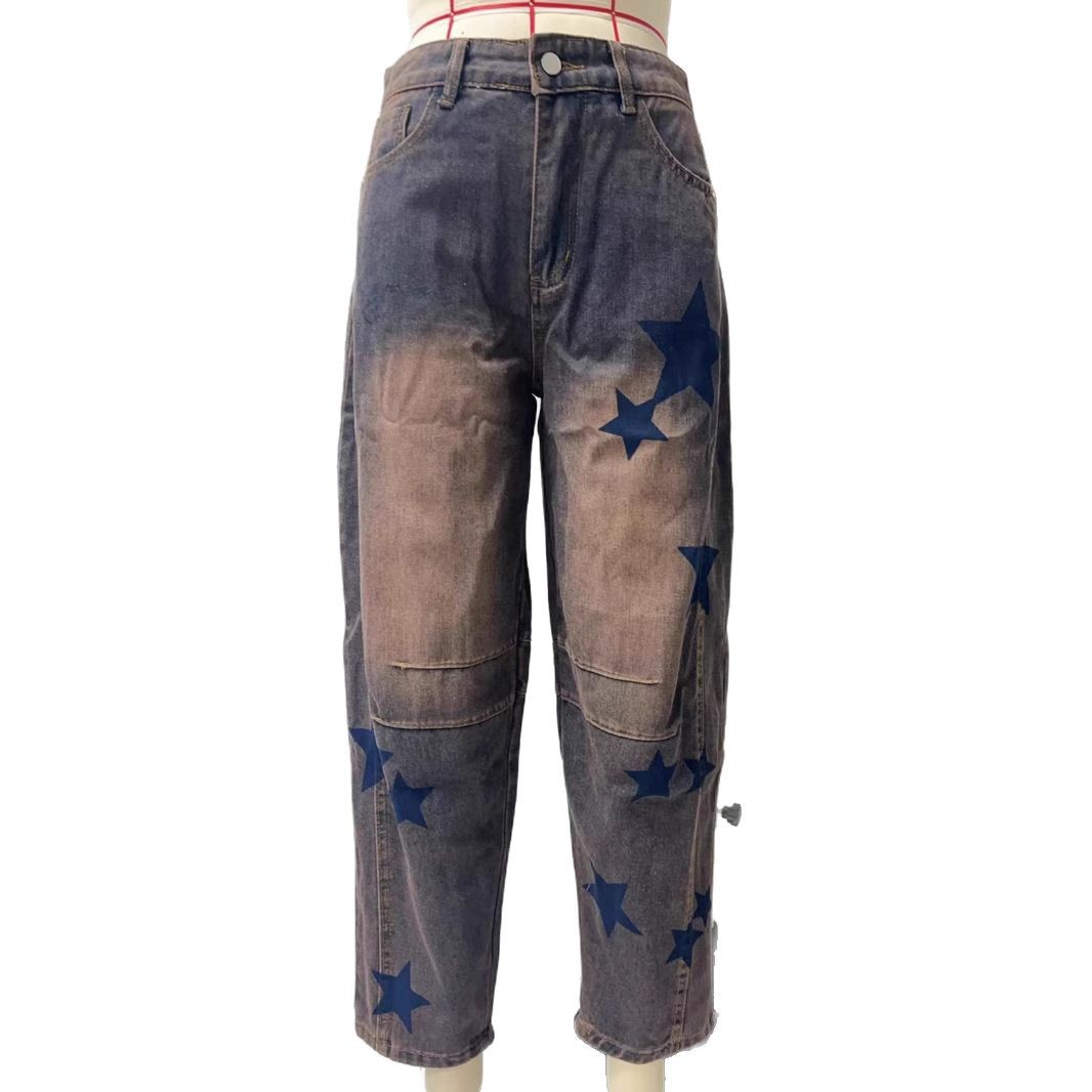 Casual Loose Mid Waist Cylindrical Women's Jeans