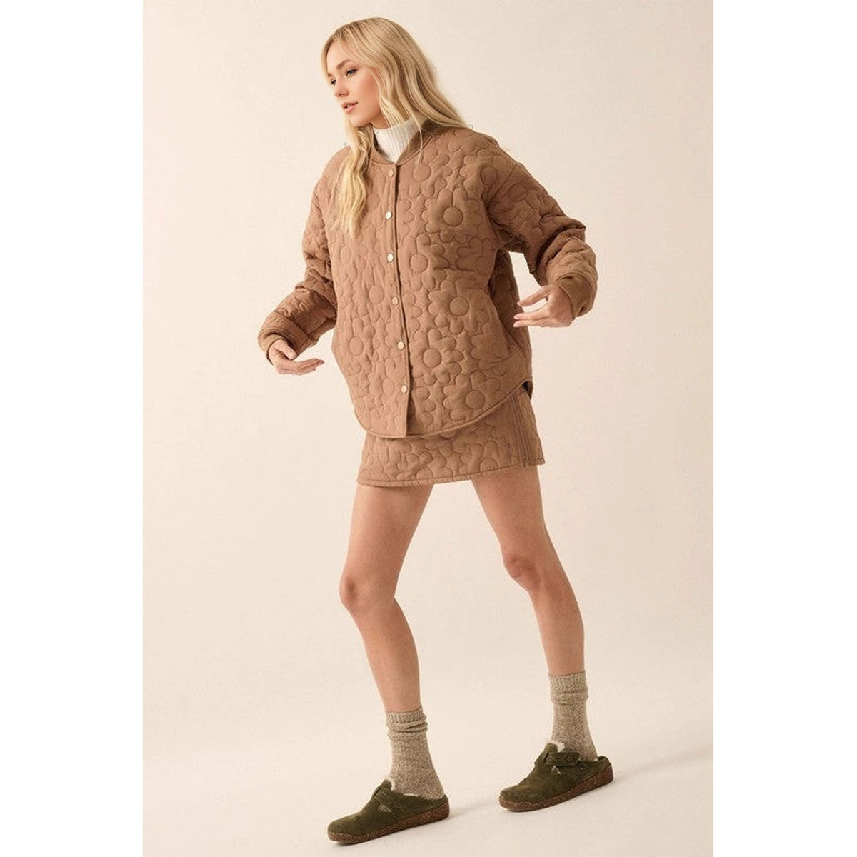 Fashion Flower Silk Line Cotton Jacket Temperament Wild Coat