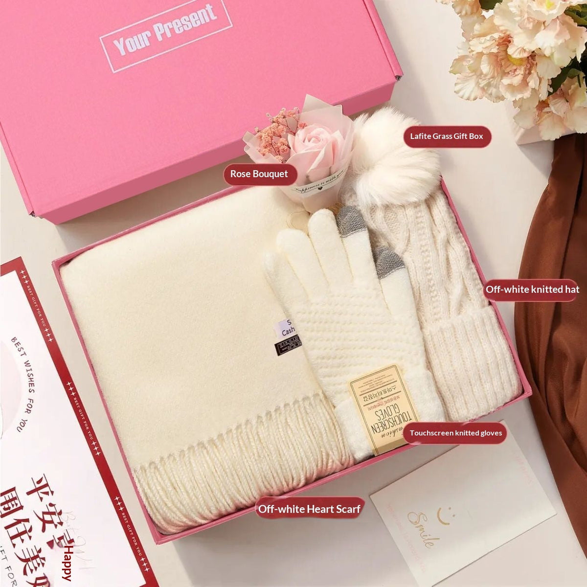 Scarf Thermos Hand Warmer And Glove Set Gift Box