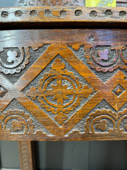 Antique Anglo-Indian Carved Oak Hall Table Sideboard / Antique Console Side Table