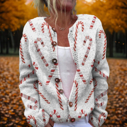 Women's Retro 3D Digital Print Cardigan Sweater Coat