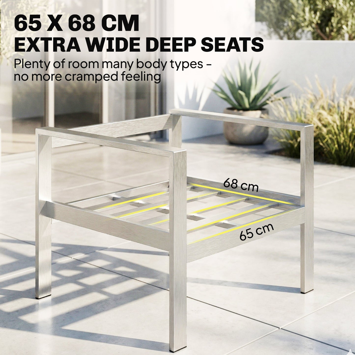 Outsunny 4 Seater Garden Furniture Set, Extra Wide Deep Garden Sofa Set with Olefin Cushions, Brushed Aluminium Frame, Dark Grey