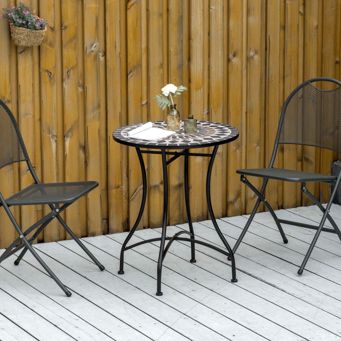 Outsunny \'ce\'a660cm Mosaic Outdoor Patio Table - Black