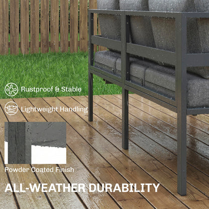Outsunny 3 Pieces Garden Furniture Set, Aluminium Corner Lounge Set with Adjustable Backrest and Coffee Table