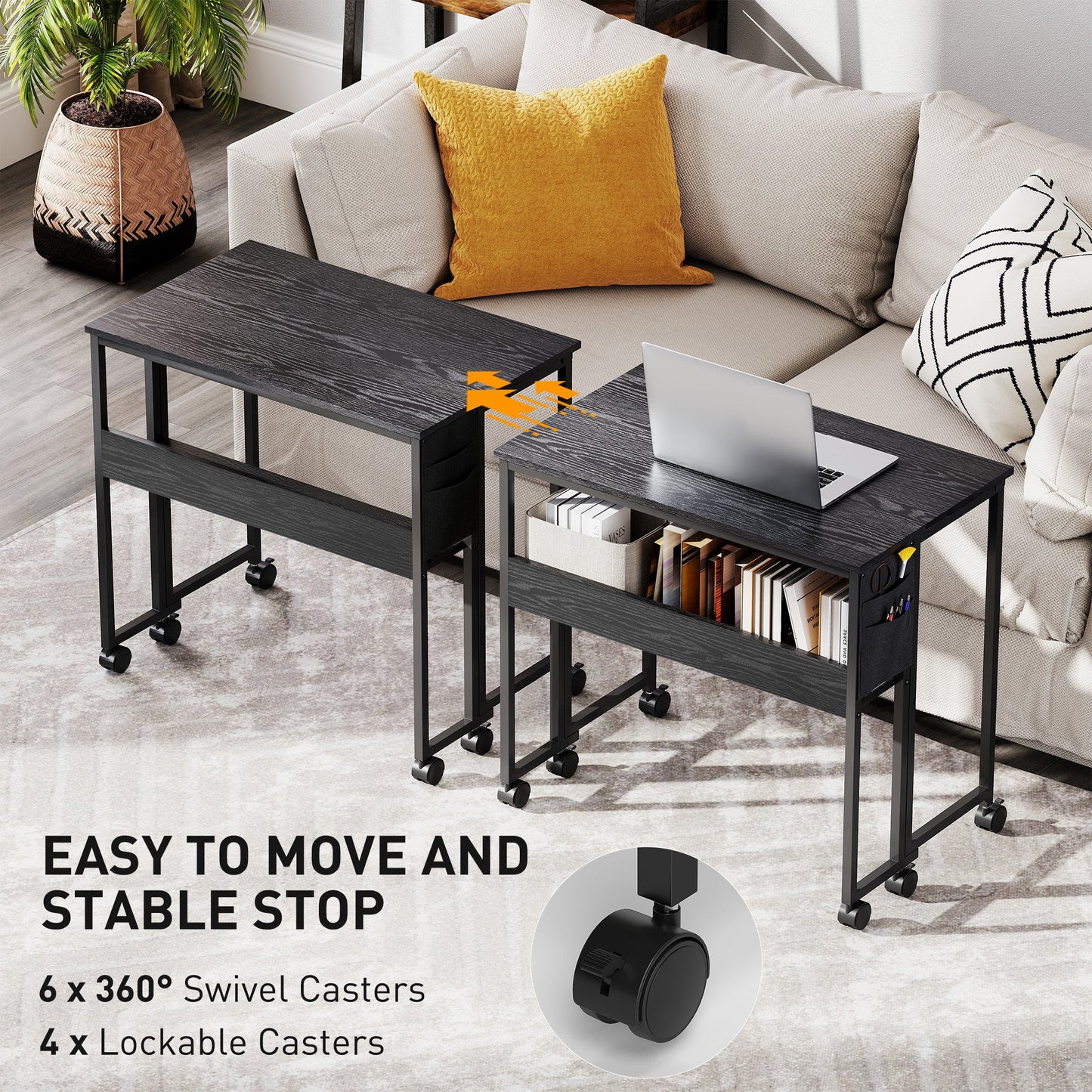 HOMCOM 80 cm Drop Leaf Writing Work Desk - Black