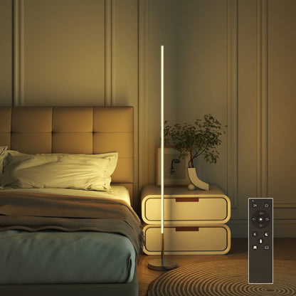 HOMCOM Floor Lamp for Living Room, Modern Standing Lamp with Shade & Foot Switch for Bedroom, Office, White
